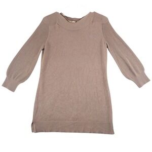 Cable Gauge Women Sweater Dress Taupe Knit Long‎ Sleeve Boat Neck S